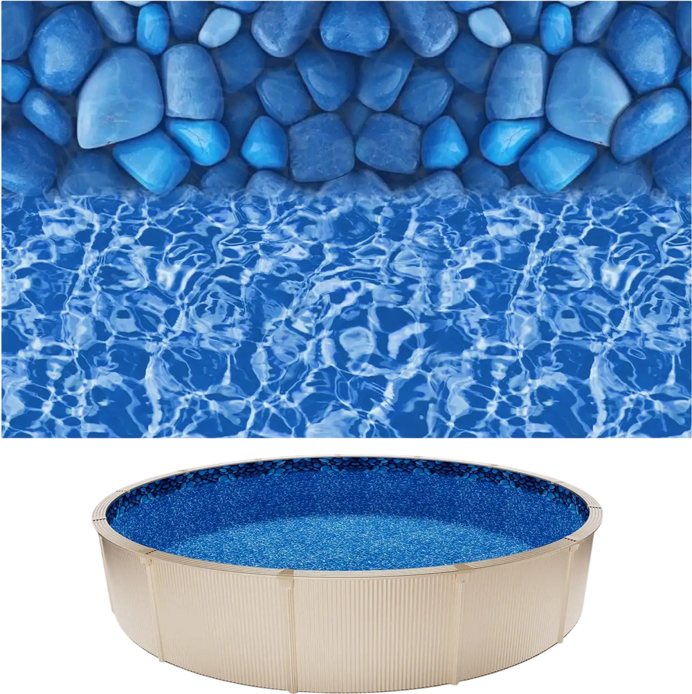 VEVOR 18ft Pool Liner, Round Overlap Swimming Pool Liner for 52 in Wall Height, Premium Vinyl, Easy Install with Leak-Proof Patches, Designed for Steel Sided Above-Ground,Outdoor, Boulder Swirl