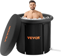 VEVOR Ice Bath Tub, Cold Water Therapy Plunge Tub for Athletes, Portable Outdoor Ice Barrel Plunge Pool for Recovery, 105 Gal Inflatable Folding Bathtub with Cover, Home Ice Pod for Adult, 34