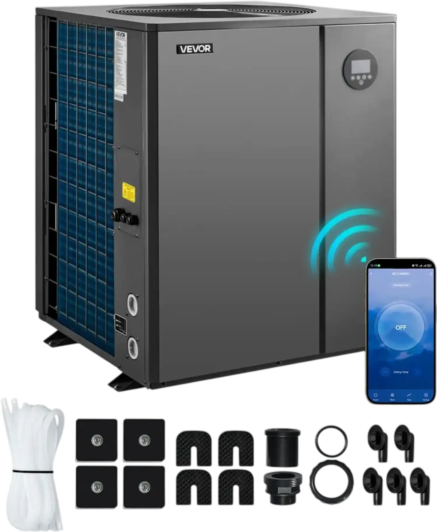 Vevor Pool Heat Pump Electric Pool Heater WiFi App Remote Control 104790 BTU New