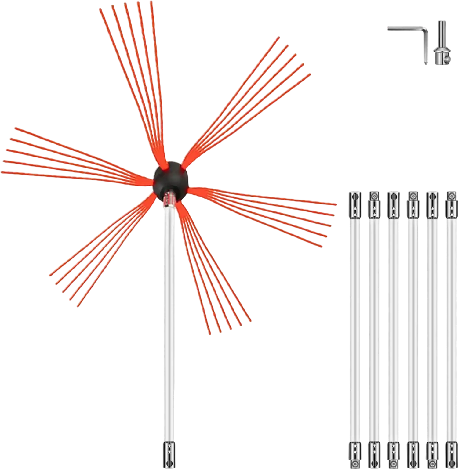 Vevor Chimney Sweep Kit 23' Rotary Fireplace Flue Cleaning Brush New