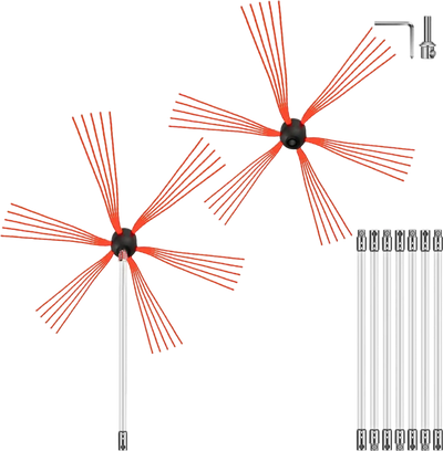 VEVOR Chimney Sweep Kit 26FT Length, Chimney Brush Kit with 8 Nylon Flexible Rods and 2 Brush Head, Rotary Chimney Cleaning Kit Driven by Drill, Chimney Cleaning Tool Kits for Sweeping Fireplace