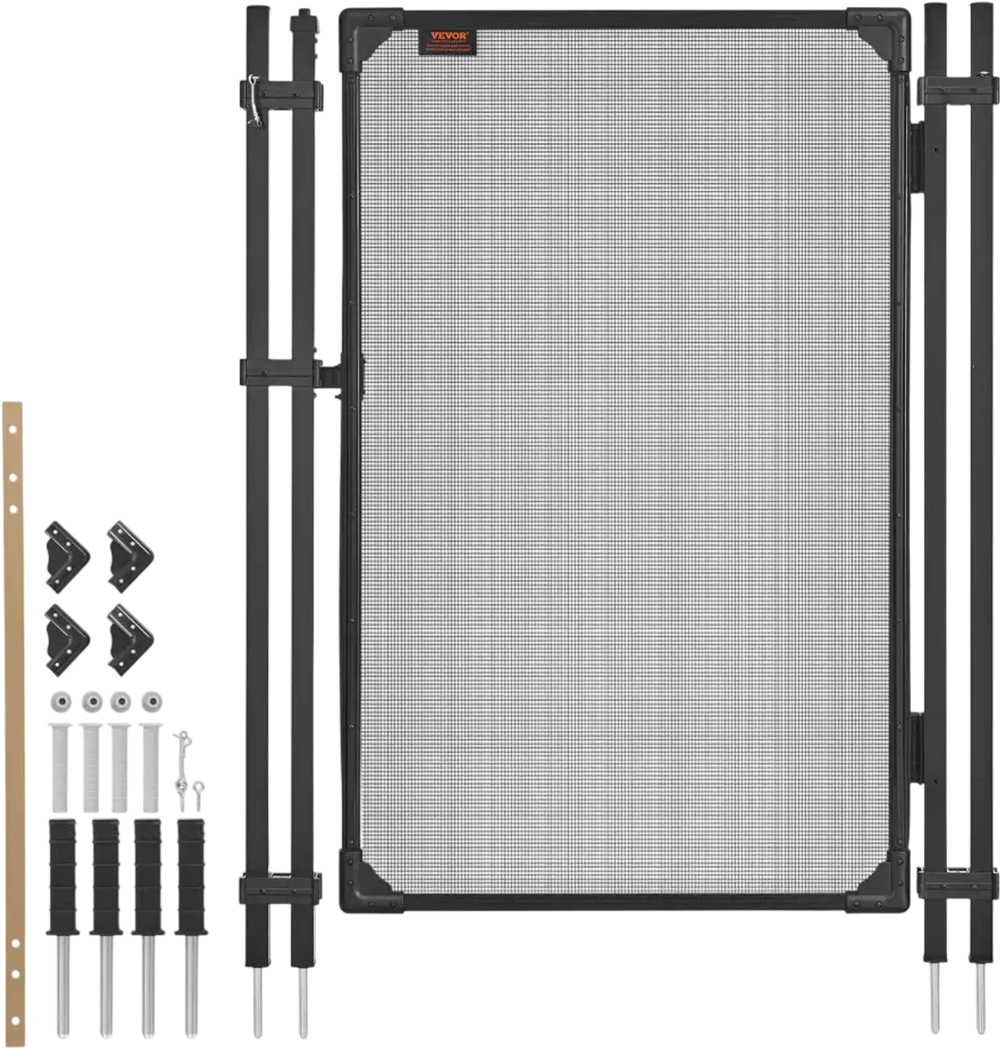 VEVOR Pool Fence Gate, 4 x 2.5 ft Inground Swimming Pool Fences Gate, Outdoor Security Fencing Door Kit with Self-Closing and Self-Locking Design, 352 gsm Teslin PVC Mesh, Easy Installation, Black