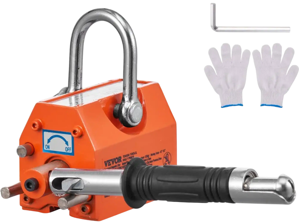 VEVOR Magnetic Lifter, 220 lbs/100 kg Pulling Capacity, 2.5 Safety Factor, Neodymium & Steel, Lifting Magnet with Release, Permanent Lift Magnets, Heavy Duty Magnet for Hoist, Shop Crane, Block, Board