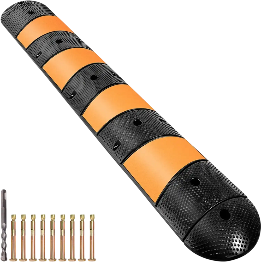 VEVOR Rubber Traffic Calming Device, Single Unit with Dual Channels, 72" Length Modular Design Supports Up to 22000 LBS, Dimensions 72.8 x 12.2 x 2.2, Suitable for Asphalt, Concrete, and Gravel Sur
