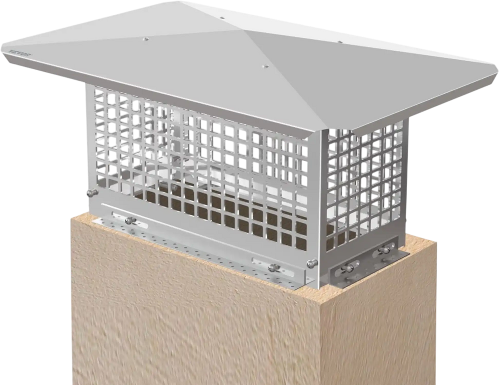 VEVOR Chimney Cap, 8\" x 17\" Flue Caps, 304 Stainless Steel Fireplace Chimney Cover, Adjustable Metal Spark Arrestor with Bolts Screws, Mesh Chimney Flue Cover for Outside Existing Clay Flue Tile