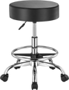 VEVOR Rolling Stool with Foot Rest and Wheels, 450 LBS Weight Capacity Round Rolling Stool Chair, Height Adjustable Thickened PU Leather Swivel Stool for Salon, Spa, Massage, Tattoo, Clinic, Black