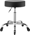 VEVOR Rolling Stool with Wheels, 500 lbs Weight Capacity, Height Adjustable, Quiet Casters, Thick Cushion Ergonomic PU Leather Seat, 360° Swivel Round Rolling Stool Chair for Salon, Clinic, Black