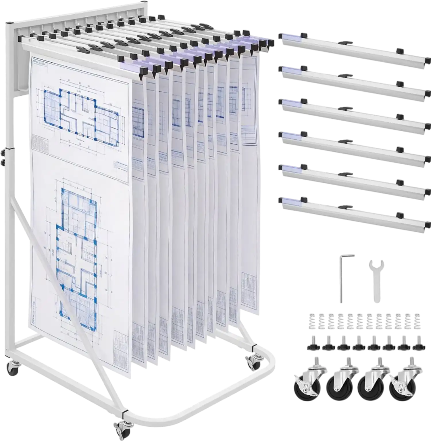Vevor Blueprint Storage Rack Mobile Adjustable Holder with 6 24