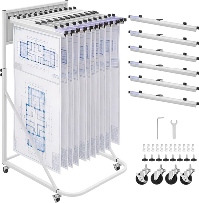 Vevor Blueprint Storage Rack Mobile Adjustable Holder with 6 24