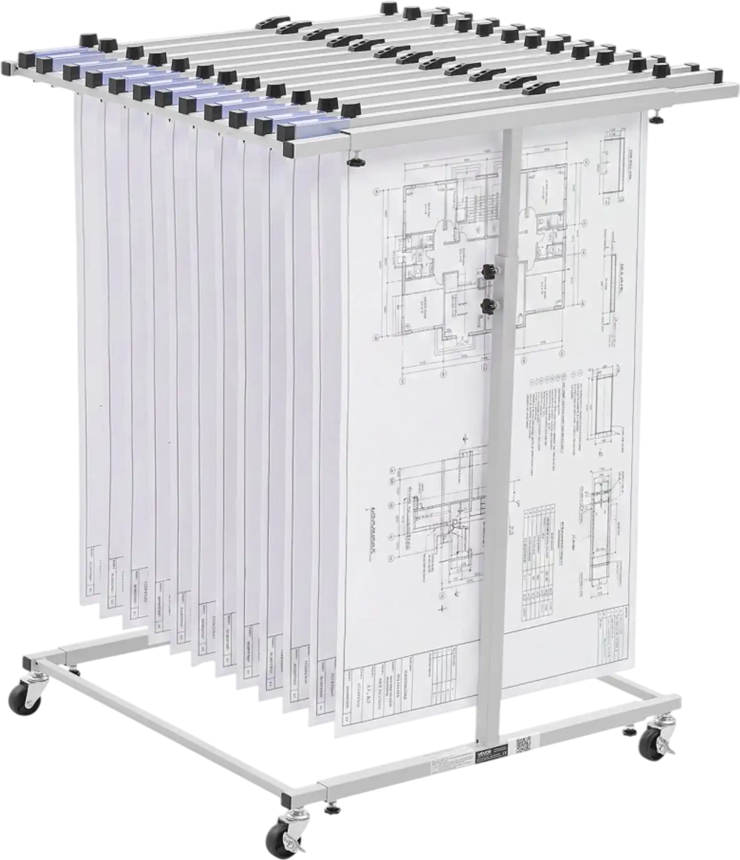 Vevor Blueprint Storage Rack Mobile Adjustable Vertical Drawing Organizer with Wheels New