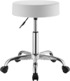 VEVOR Rolling Stool with Wheels, 500 lbs Weight Capacity, Height Adjustable, Thick Cushion Ergonomic PU Leather Seat, 360° Swivel Round Rolling Stool Chair for Salon, Spa, Clinic, Medical, White