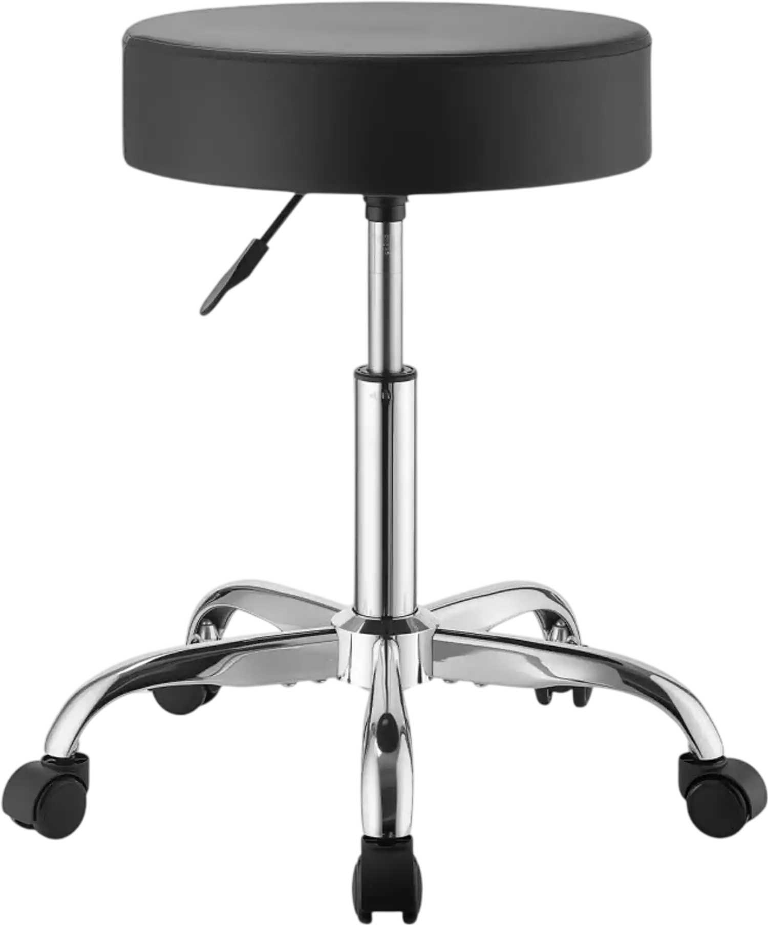 Vevor Rolling Stool Height Adjustable 360° Swivel PU Leather Seat Black New