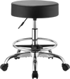 VEVOR Rolling Stool with Wheels Footrest, 500 lbs Weight Capacity, Height Adjustable, Thick Cushion Ergonomic PU Leather Seat, 360° Swivel Round Rolling Stool Chair for Salon, Clinic, Medical, Black
