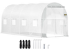 VEVOR 15 x 6.5 x 7 ft Walk-in Tunnel Greenhouse, Portable Plant Hot House with Galvanized Steel Hoops, 1 Top Beam, Diagonal Poles, Zippered Door & 8 Roll-up Windows, White