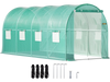 VEVOR Walk-in Tunnel Greenhouse, 15 x 7 x 7 ft Portable Plant Hot House with Galvanized Steel Hoops, 1 Top Beam, Diagonal Poles, Zippered Door & 8 Roll-up Windows, Green