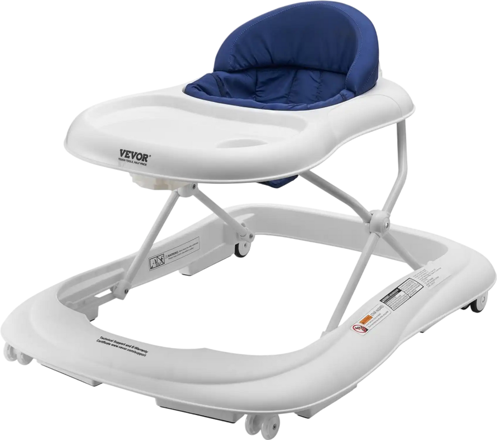VEVOR Baby Walker, Foldable Baby Walkers with 3-Level Adjustable Height, Rolling Toddler Walker and Activity Center with Wheels & Feeding Tray, Anti-Rollover Activity Helper for Boy Girl 6-12 Months