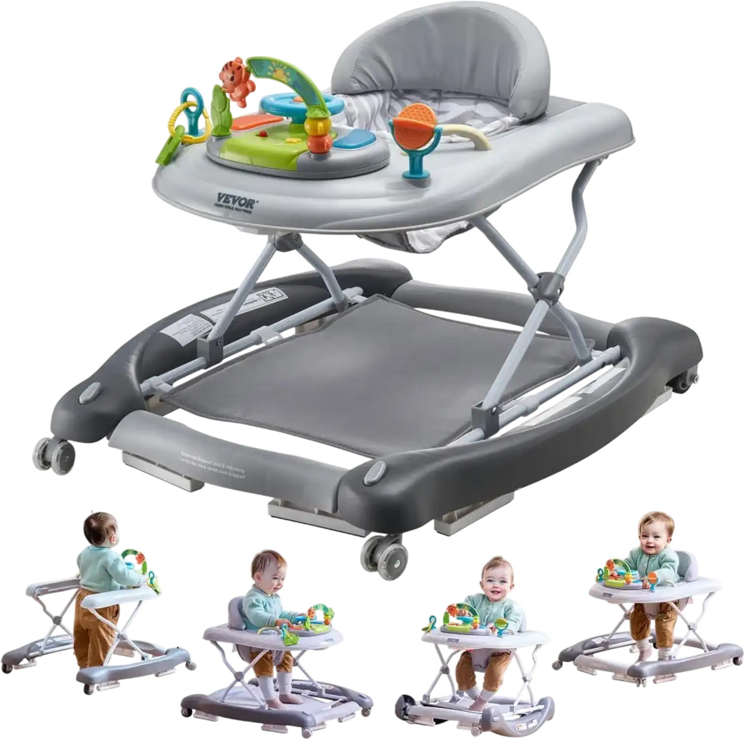 Vevor Baby Walker 4-in-1 Foldable Activity Center with Wheels for Boys & Girls 6-24 Months New