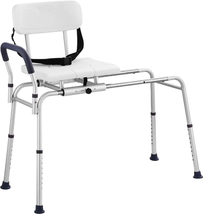 Vevor Shower Chair Sliding Tub Transfer Bench with Cut-Out Seat and Reversible Backrest New