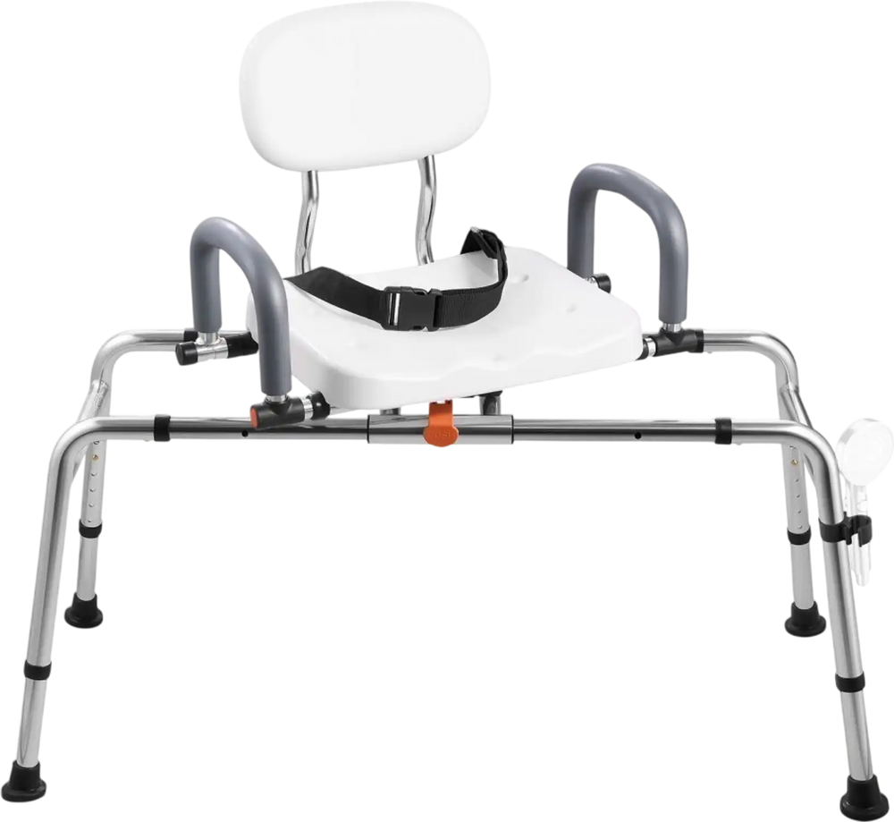 VEVOR Sliding Shower Chair, 400 lbs Tub Transfer Bench for Bathtub with Swivel Seat, Shower Bench with Pivoting Arms and Backrest, Height & Width Adjustable for Handicap, Seniors, Elderly and Disabled