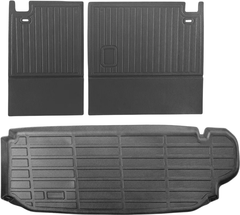 VEVOR Cargo Mats Compatible with Toyota Kluger & Highlander 2020-2024, Custom Fit TPE Cargo Liner Set for SUVs, Trunk and Rear Back Seat Protector Replacement, Trunk Mat and Backrest Mats