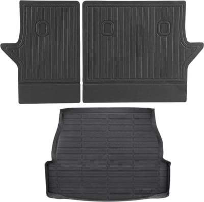 VEVOR Cargo Mats Compatible with Toyota RAV4 2019-2024, Custom Fit TPE Cargo Liner Set for SUVs, Trunk and Rear Back Seat Protector Replacement, Black, Trunk Mat and Backrest Mats