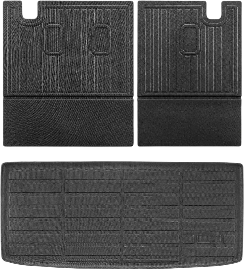 VEVOR Cargo Mats Compatible with 2016-2022 & 2023-2024 Honda Pilot, Custom Fit TPE Cargo Liner Set for SUVs, Trunk and Back Seat Protector Replacement, Black, Trunk Mat and Backrest Mats