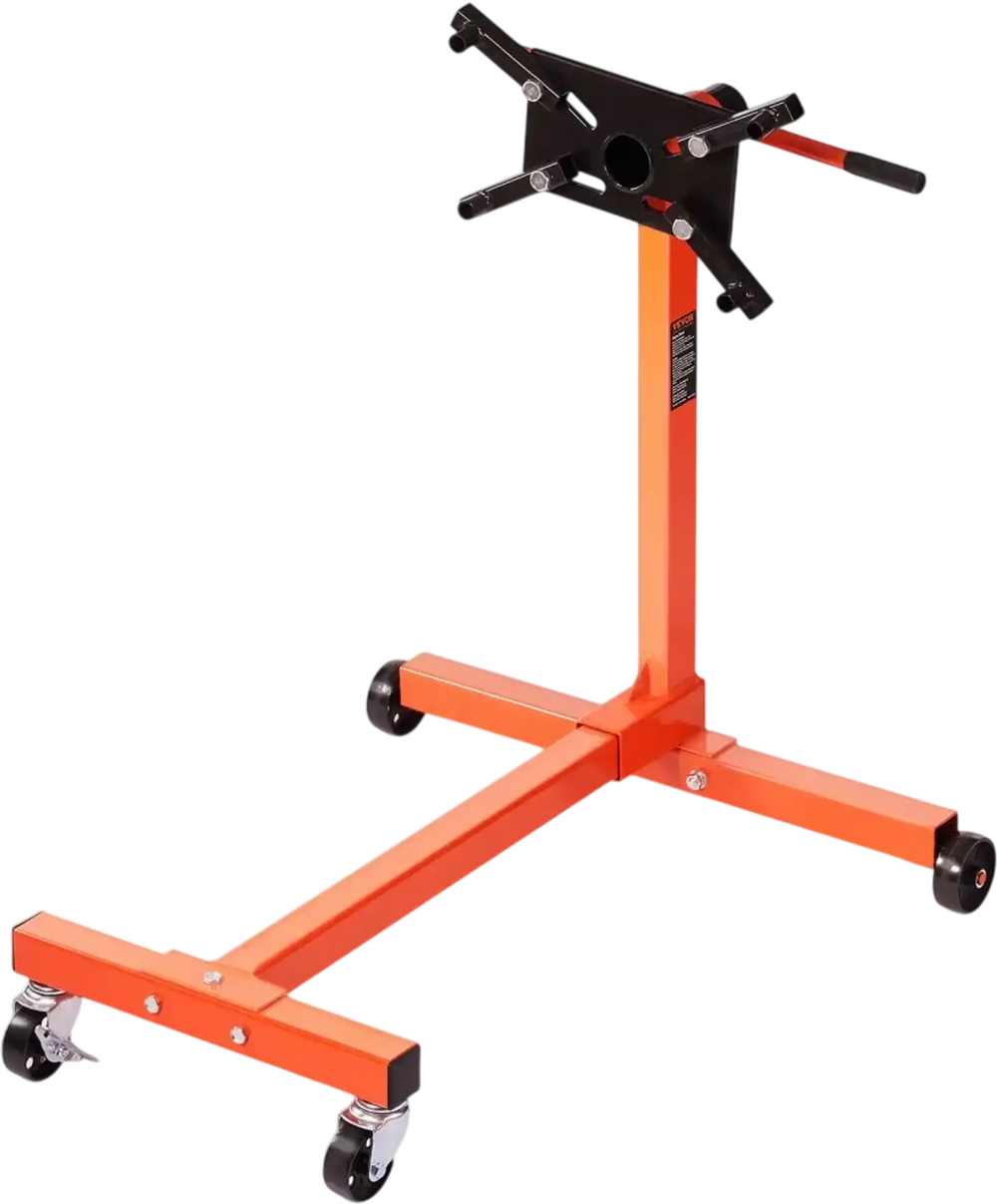 VEVOR Engine Stand, 750 lbs (3/8 Ton) Rotating Engine Motor Stand with 360 Degree Adjustable Head, Cast Iron Motor Hoist Dolly, 4-Caster, 4 Adjustable Arms, for Vehicle Maintenance, Auto Repair