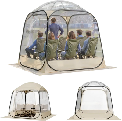 Pop up Sports Tent, 72x72 in Clear Bubble Tent for 2-4 Persons, Waterproof Outdoor Pod with Floor Mat & Top Cover, Garden Igloo Dome Tents Camping