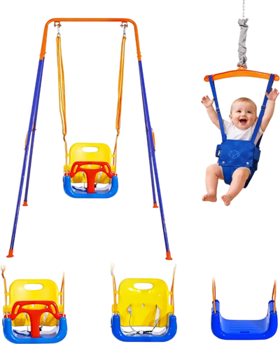 Vevor Swing Set Toddler Swing and Jumper 2-in-1 Bouncer with Foldable A-Frame Stand New