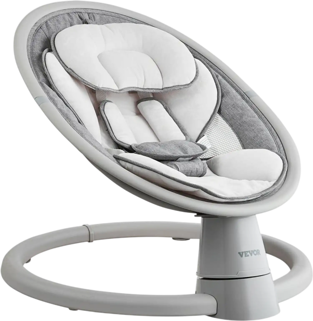 VEVOR Baby Swing, 5-Speed Baby Rocker Swing, Portable Infant Swing with Remote Control, Touch Panel, Bluetooth Music, 10 Preset Lullabies & 5-Point Safety Harness for 0-9 Month Boys Girls Up to 20lbs