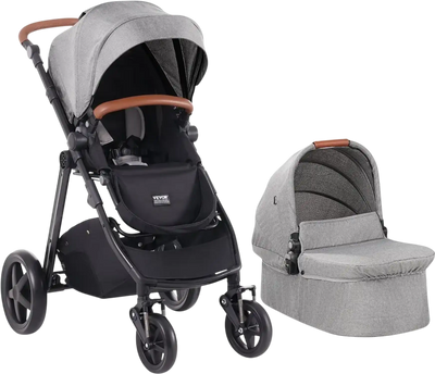 Vevor Stroller Travel System with Infant Bassinet 2-in-1 Baby Cradle Combo Dark Gray New