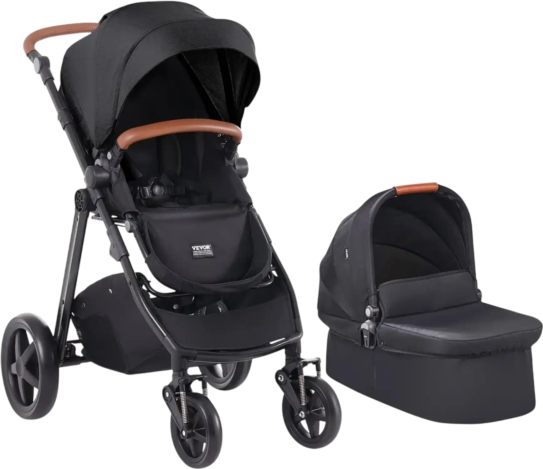 Vevor Stroller Travel System with Bassinet 2-in-1 Baby Cradle Combo Black New