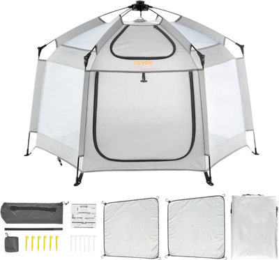 Vevor Baby Playpen Portable Indoor Outdoor Pop Up Play Yard with Canopy 59.8