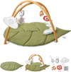VEVOR Baby Play Gym Mat, Baby Activity Mat with 6 Sensory Toys, Oversize Leaf-Shaped Tummy Time Mat for 0-18 Months Newborn Infant, Baby Essential Gift for Motor Skills & Early Cognitive Development
