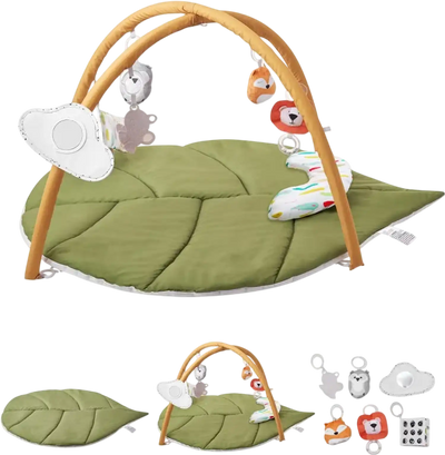 Vevor Baby Play Gym Mat Leaf-Shaped Tummy Time Activity Mat with 6 Sensory Toys New