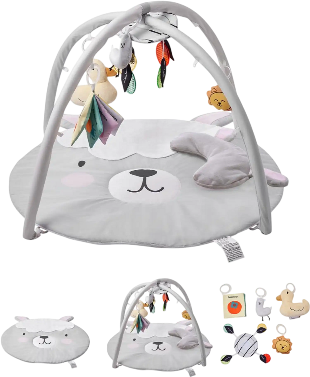 VEVOR Baby Play Gym Mat, Tummy Time Mat with 5 Sensory Toys, Baby Activity Mat with Light-up Musical Duck Toy for 0-18 Months Newborn Infant, Baby Essential Gift for Sensory & Motor Skill Development