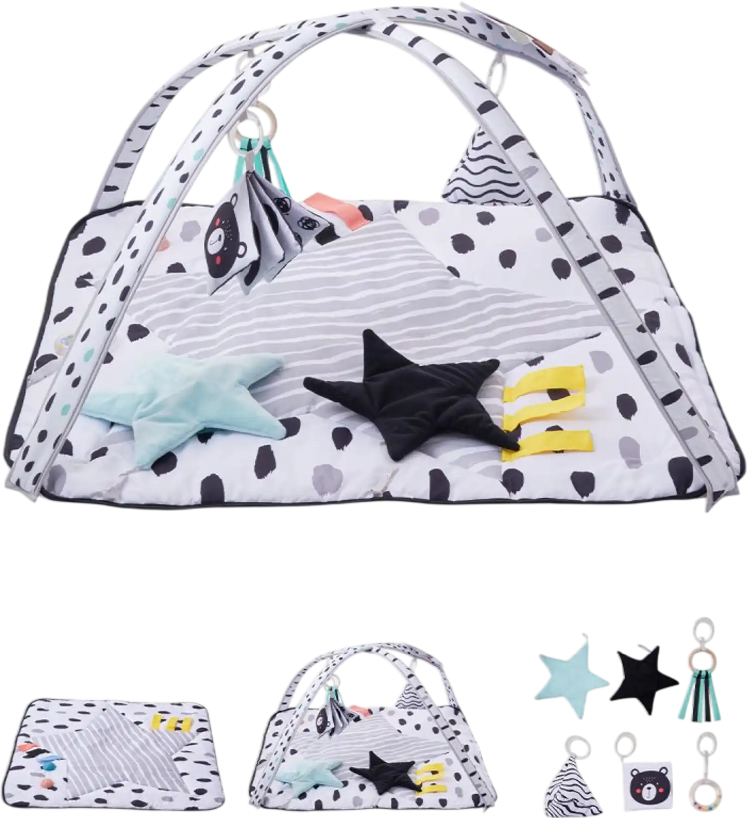 Vevor Baby Play Gym Mat Tummy Time Activity Mat with 6 Sensory Toys 34.4