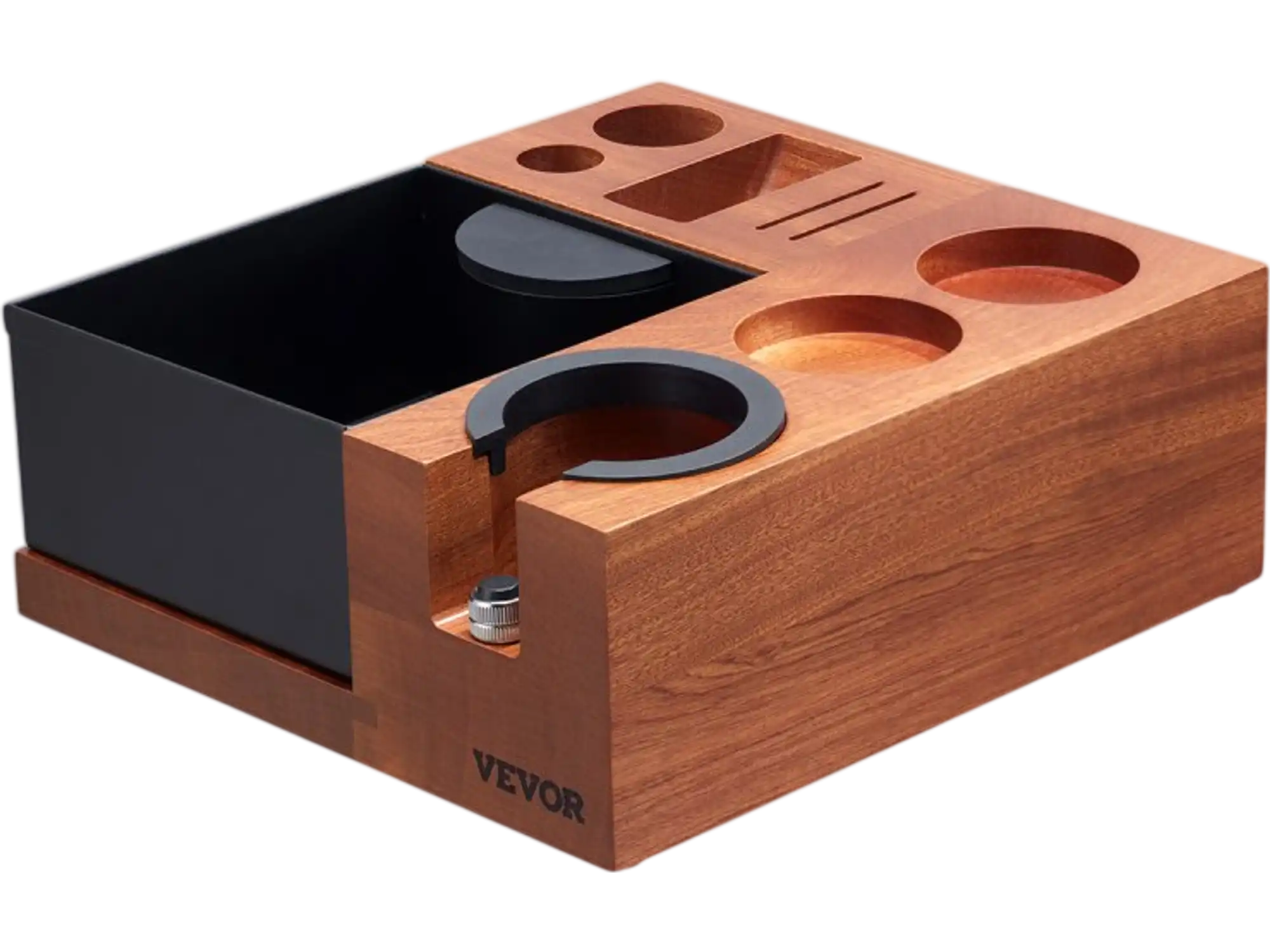 Vevor Tamping Station 9-in-1 Sapele Wood Espresso Knock Box for 51-58 mm Handles New