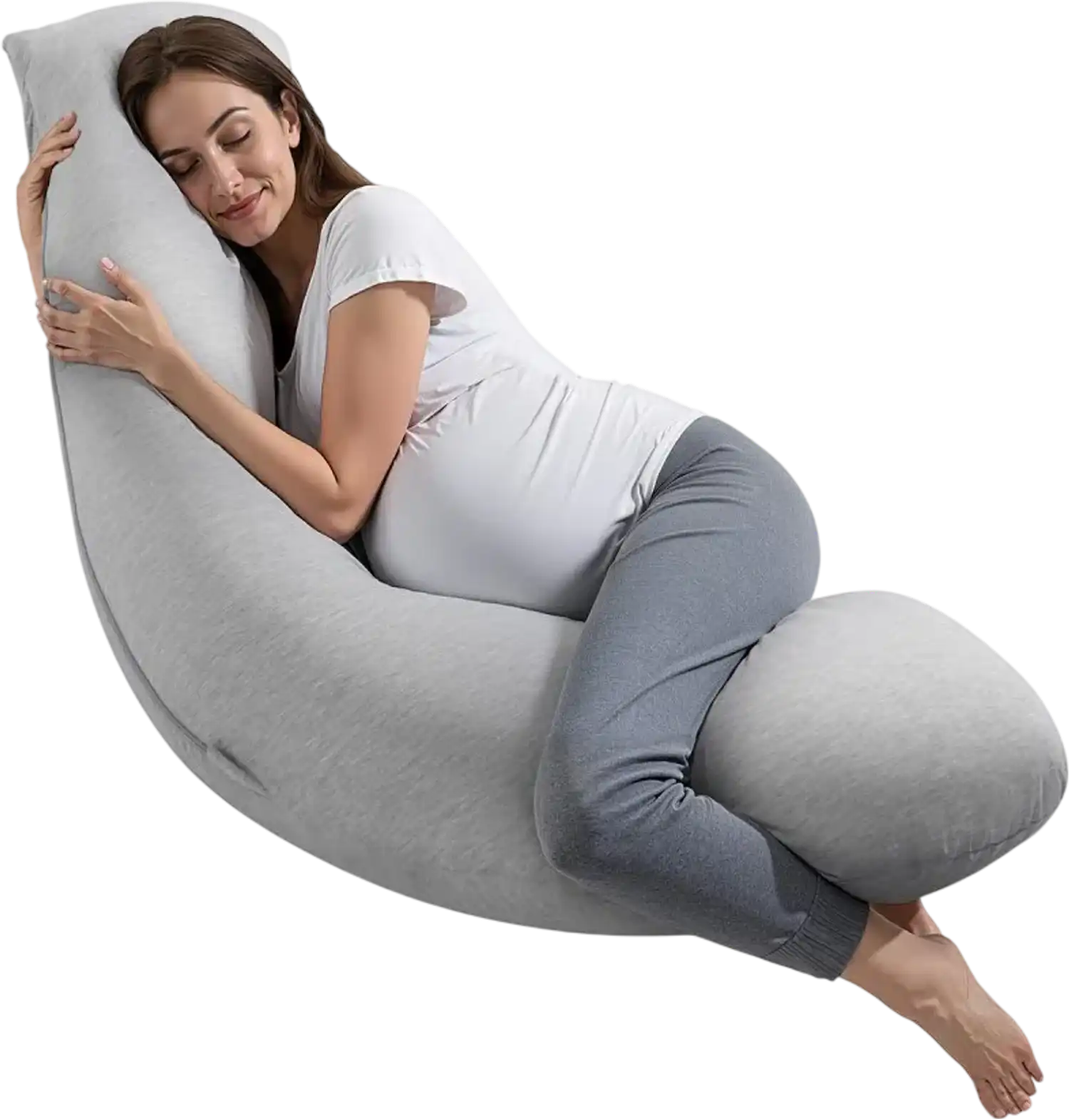 Vevor Pregnancy Pillow L-Shaped Maternity Support Pillow Light Gray New