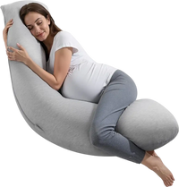 VEVOR Pregnancy Pillows for Side Sleeping, L-Shaped Maternity Pillow for Pregnant Women, Soft & Breathable Pregnancy Body Pillow with Washable Jersey Cover for Head Neck Belly Leg Support, Light Gray