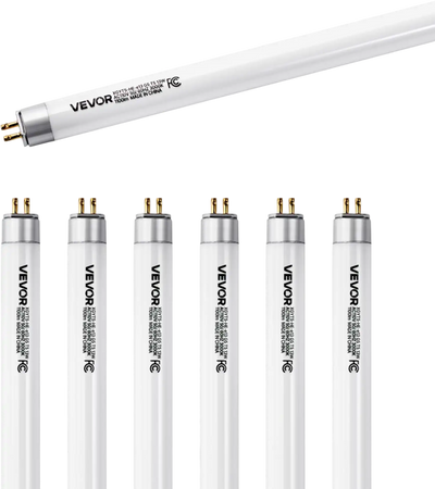 VEVOR 8 Pack T5 Fluorescent Light Bulbs, 21-Inch Linear, Fluorescent Tube Lamp with 3000K Warm White, 13 Watts, G5 Bi-Pin Base, 1100 Lumens, Replacement Bulb, for Under Cabinet Counter Fixture, Closet