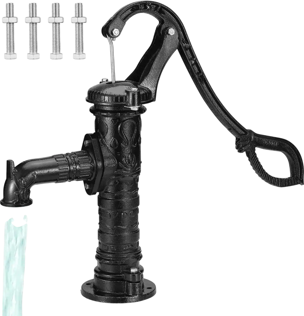 VEVOR Antique Well Hand Pitcher Pump, 22ft Maximum Lift, Cast Iron Manual Hand Water Pump with Ergonomic Handle NPT1-1/4" Easy Installation, Old Fashioned for Outdoor Home Yard Garden Pond Farm, Black