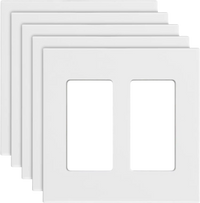 VEVOR Rocker Light Switch Wall Plates, 2-Gang Decorative Outlet Covers,Standard Size 4.57in L x 4.53in H Unbreakable Polycarbonate Thermoplastic Faceplate for Receptacle Outlet&Switch(5 Pack, White)