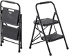 VEVOR 2 Step Ladder, Folding Step Stool with Wide Anti-Slip Pedal and Comfort Handgrip, Lightweight 600 lbs Capacity Portable Steel Ladder, Multi-Use for Kitchen, Home, Household and Office, Black