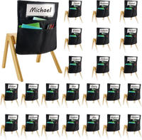 VEVOR Chair Pockets for Classroom, 24 Pack, 14 x 15 Inches Chairback Buddy Pocket with Name Tag, Back of Chair Organizer for Kids in Classroom, Kindergarten, School, and Home, Black