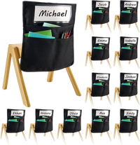 VEVOR Chair Pockets for Classroom, 12 Pack, 17 x 19 Inches Chairback Buddy Pocket with Name Tag, Back of Chair Organizer for Kids in Classroom, Kindergarten, School, and Home, Black