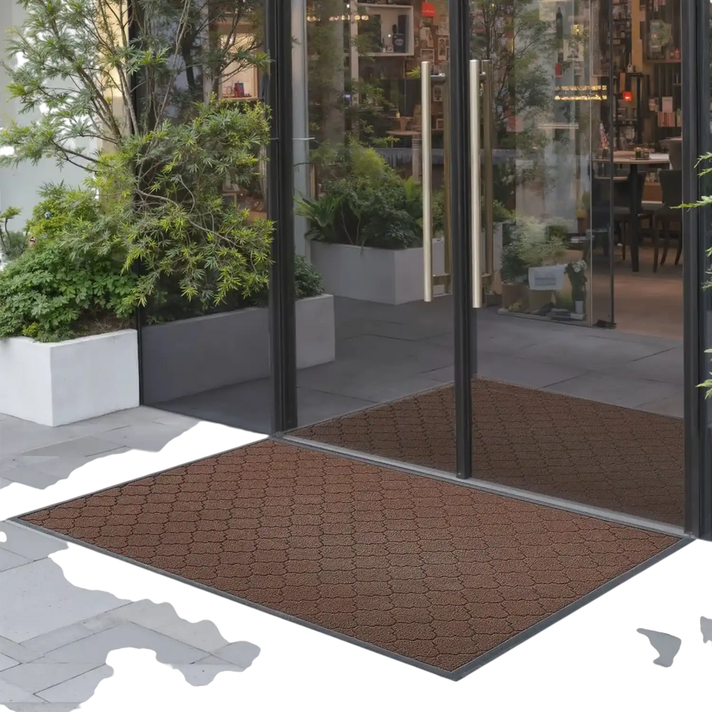 VEVOR Front Door Mat, 47 x 35 in Commercial Floor Mat for Indoor and Outdoor, Modern Stylish Carpet with TPE Backing, Heavy Duty Washable Entry Industrial Rug for Hallway, Balcony, Garage, Brown