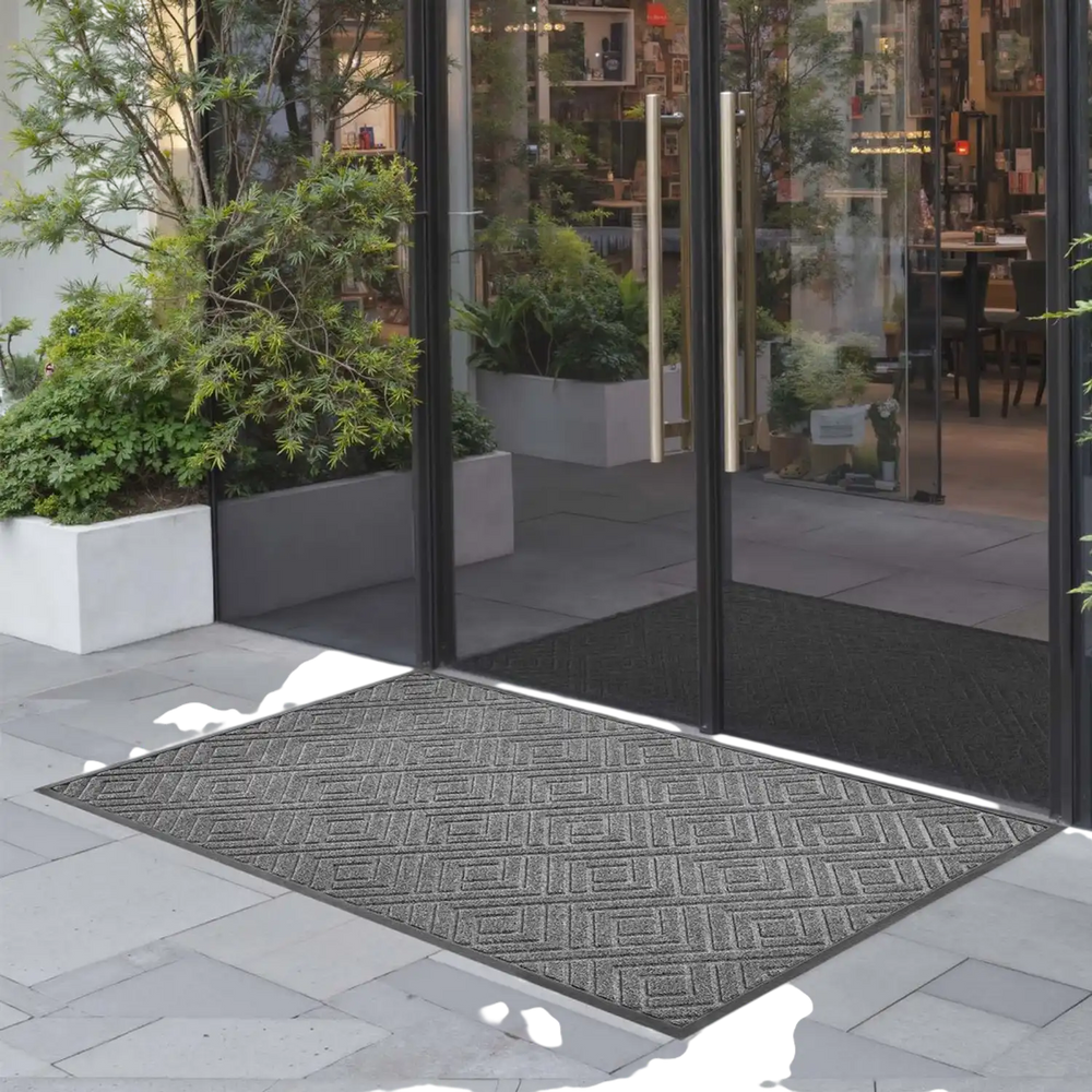 VEVOR Front Door Mat, 61.5 x 36 in Commercial Floor Mat for Indoor and Outdoor, Modern Stylish Carpet with TPE Backing, Heavy Duty Washable Entry Industrial Rug for Hallway, Balcony, Garage, Grey