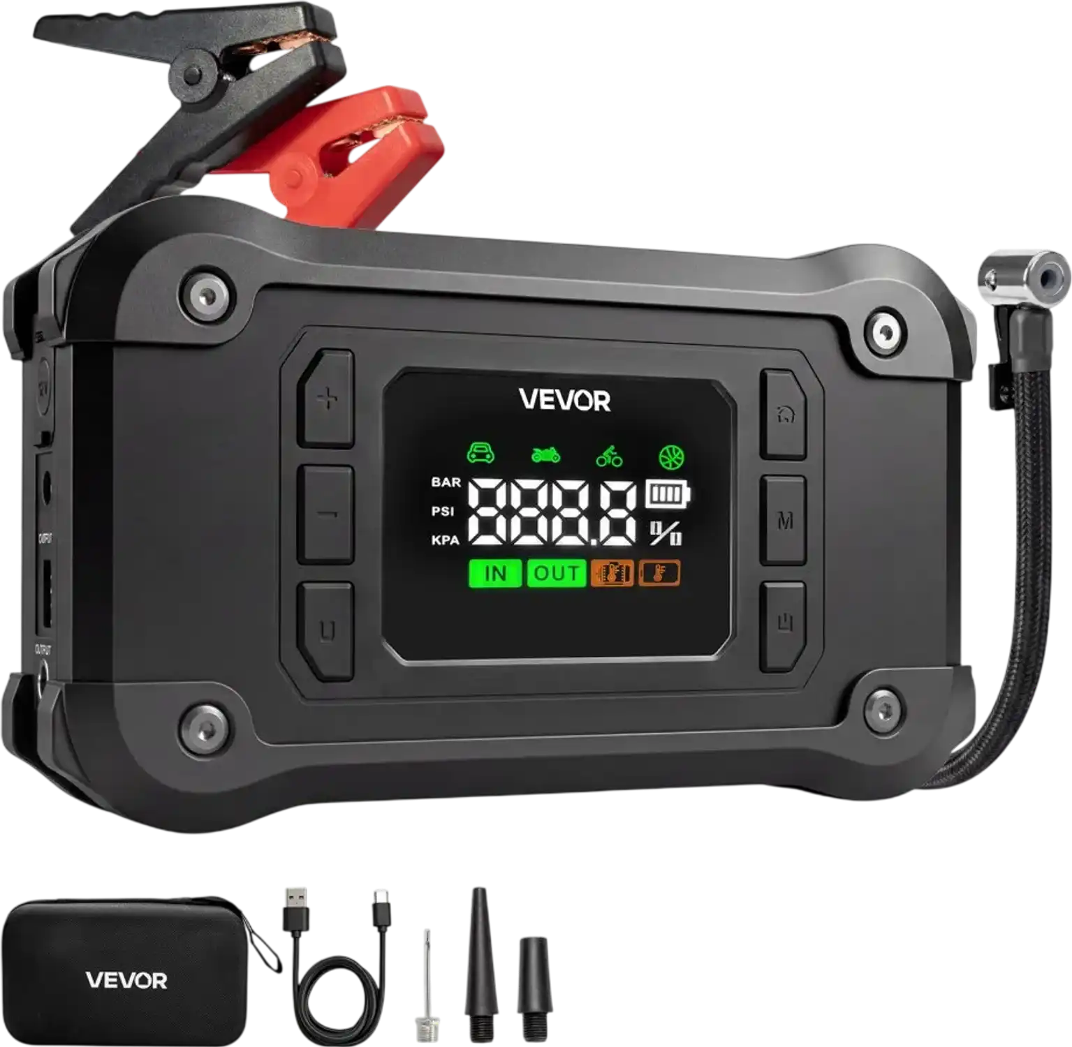 Vevor Jump Starter with Air Compressor 8000A Portable Car Battery Jump Box Tire Inflator Power Bank New