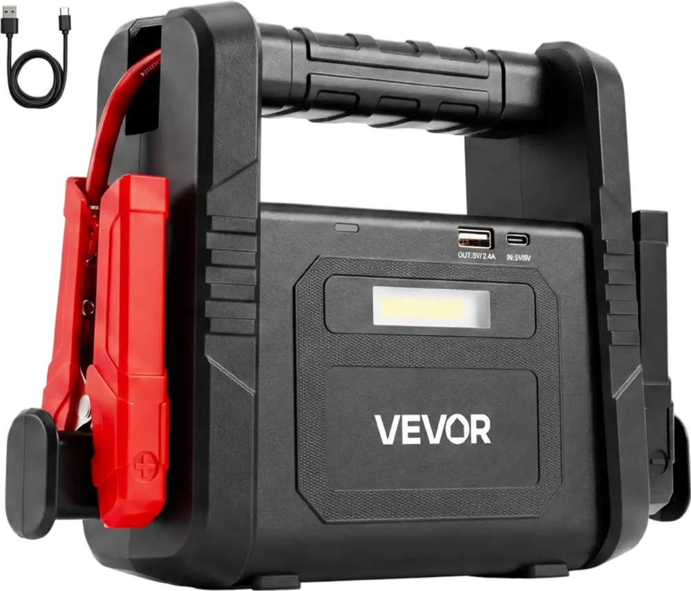 VEVOR Jump Starter 6000A Peak Portable Car Battery Booster Jump Box 12V, for Up to Most Gas / 10.0L Diesel Engine, Power Bank, 3 Mode Emergency LED Flashlight, Lithium Battery Pack, with USB Output